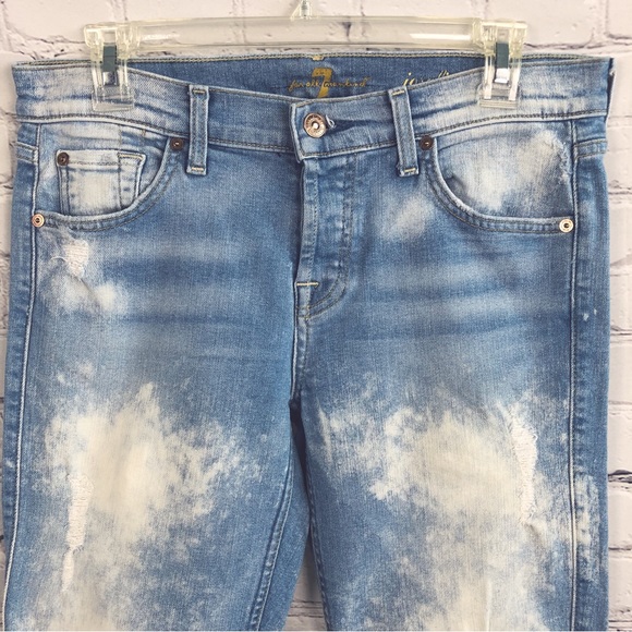7 For All Mankind Josefina Distressed Skinny Boyfriend Jeans Sz 26 - Picture 6 of 16